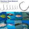 160Pcs Offset Fishing Hooks Kit Stainless Steel Sharp Fishing Hooks Octopus Circle Hooks Size